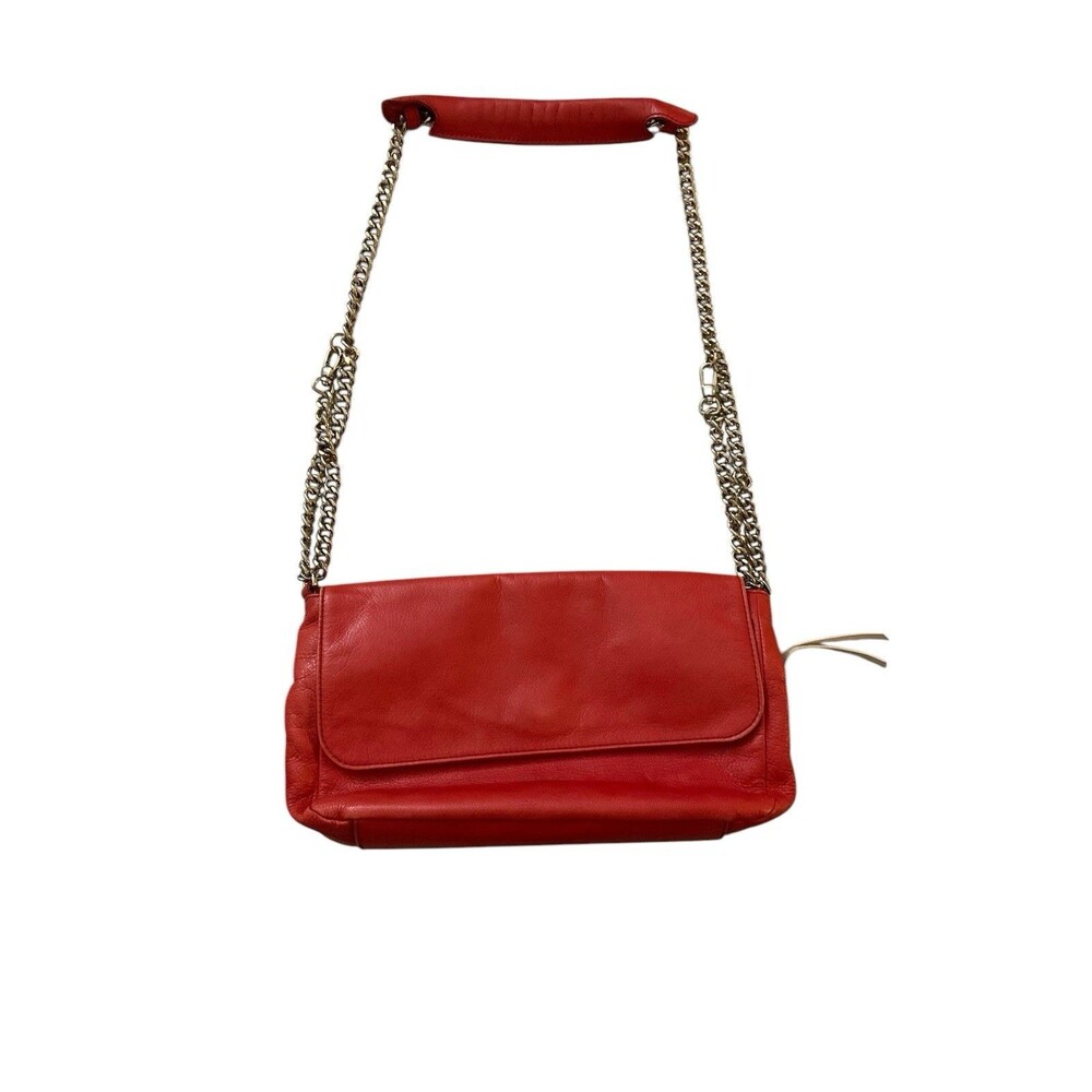 Coccinelle‎ Shoulder Bag Red/Beige Crossbody Chain Strap Read Zip Pocket